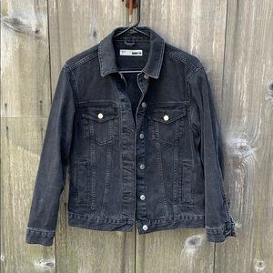 Topshop MOTO Oversized Washed Black Denim Jacket